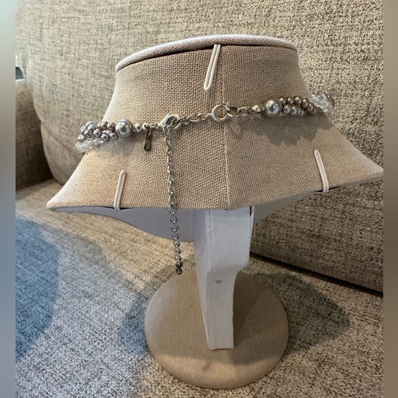 RMN 3 strand aurora borealis faux pearls & crystal bead necklace - Picture 3 of 3